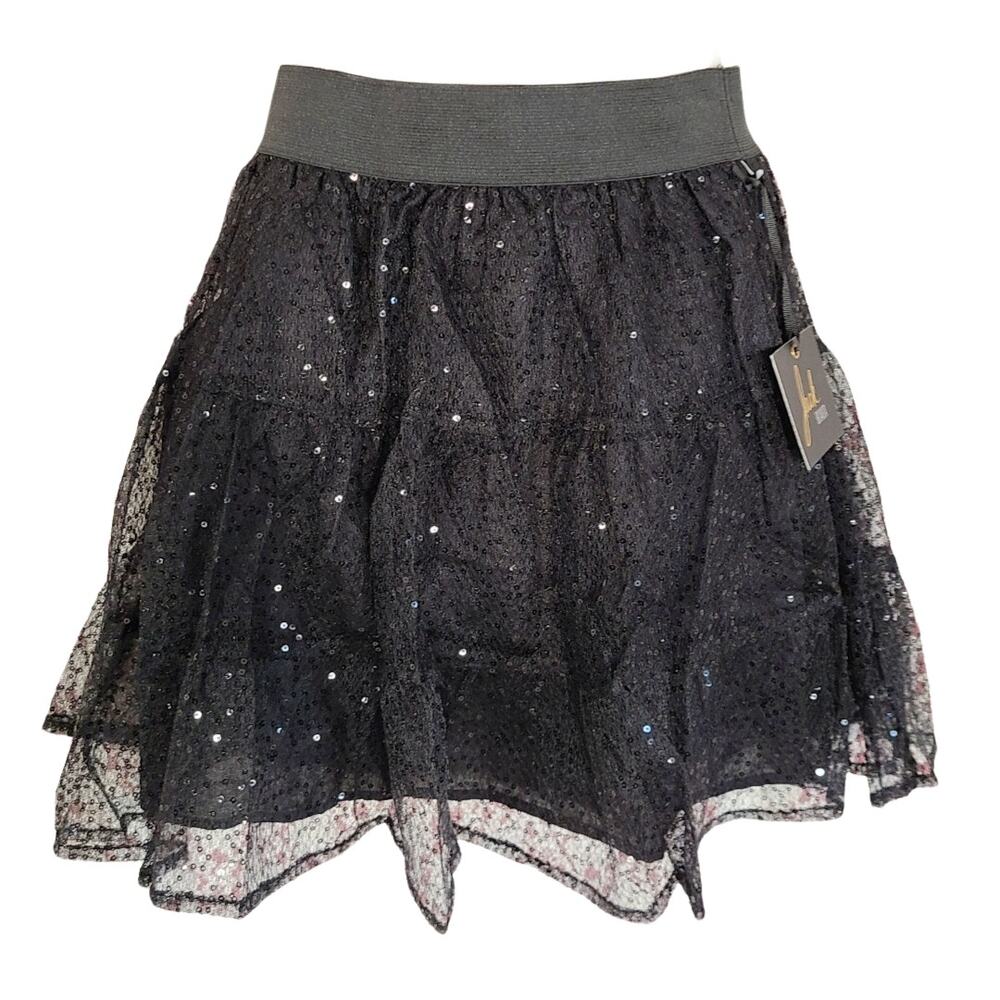 NWT BB Dakota Jack black sequin mesh a line mini skirt size small